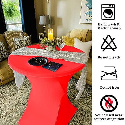 Pesonlook 6 Pack Red Cocktail Spandex Table Cover,32x43 Inch - Image 2