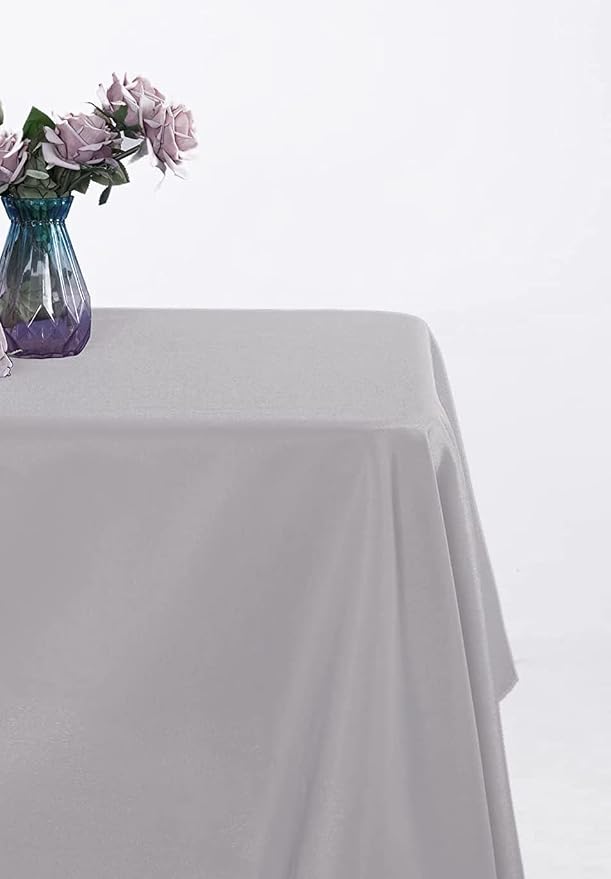 MDS Pack of 10 Rectangle Tablecloth 70 x 90 Inch Polyester Wrinkle Resistant Washable Polyester Table Cloth for Kitchen Dining Buffet Parties, Picnic, Events, Weddings and Restaurants - Silver Gray by MDS
