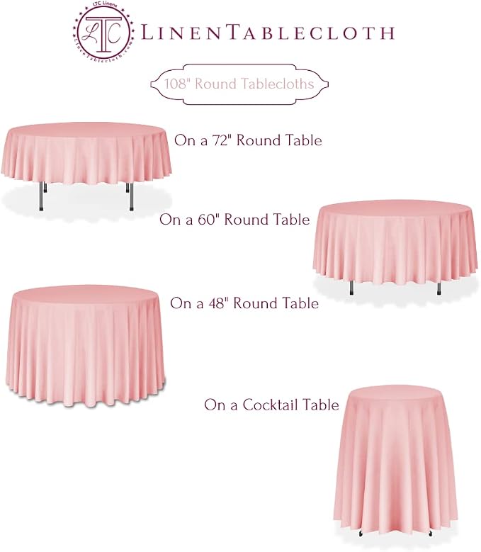 LTC LINENS 5 Pack 108 Inch Round Tablecloths Red - Bulk for 48 Inch Round Table Floor Length - Wrinkle Resistant Polyester Fabric Cloth for Wedding - Image 6