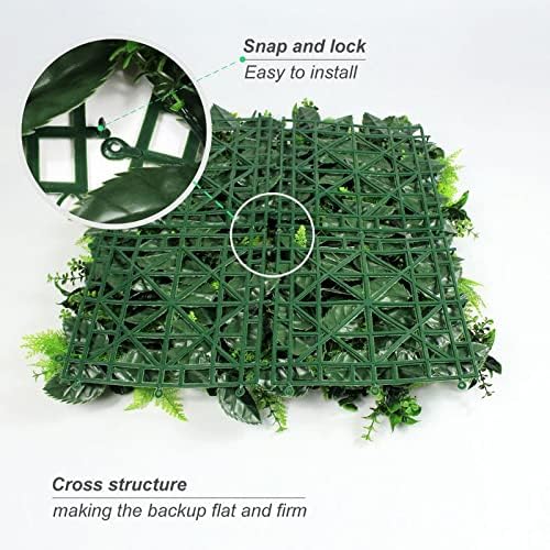 ULAND 12Pcs 20 x 20 Inches Artificial Boxwood Hedge Panels, Grass Privacy Greenery Fence Wall Panels Cover Backdrop(A047-12) - Image 3