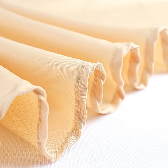 6 pcs 132 inch Champagne Round Polyester Tablecloths Fabric Table Cover Linens | 132" Washable Fabric Table Cloth Covers for Party Wedding Reception Buffet Events Catering Dining Kitchen Dining - Image 7