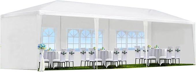 10' X 30' Outdoor Wedding Party Tent Canopy Tent with 5 Removable Sidewalls, Heavy Duty Waterproof Gazebo Patio Shelter for BBQ Camping Party Cater Events
