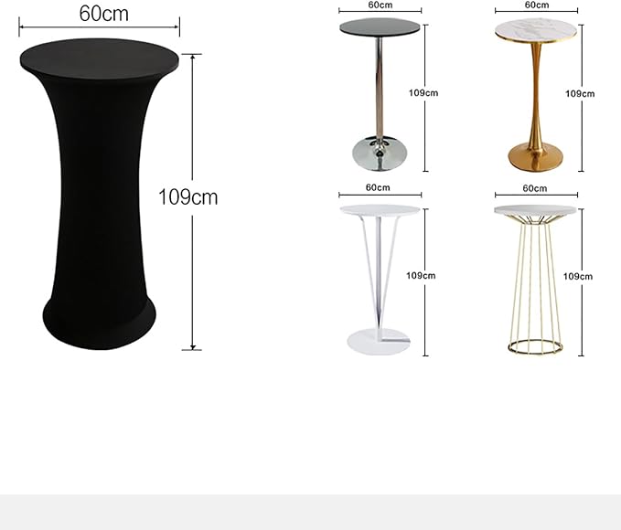 2 Pack Round Spandex Cocktail Table Cover 24x43 Inch Black Stretch Highboy Table Cloths Fitted Tablecloth High Top Tablecovers for Party Pub Banquet Bistro PTC23 - Image 5
