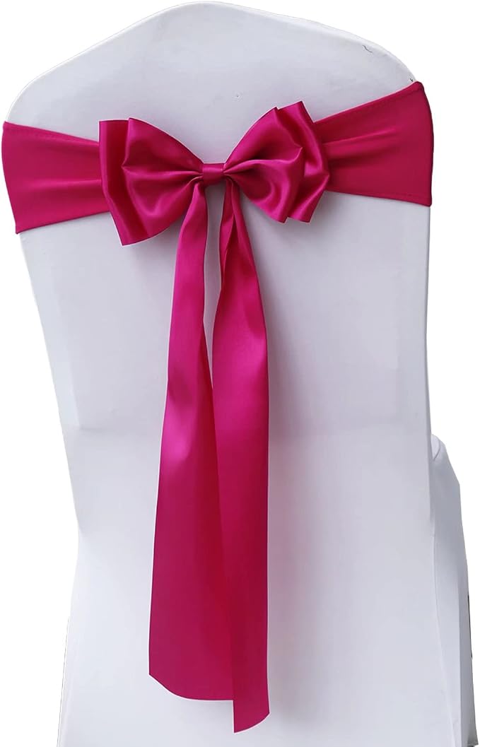 Pack of 6 Chair Sashes Spandex Chair Bands Satin Chair Sashes Chair Ribbons Bows Stretch Chair Sashes for Wedding Party Events Banquet Hotel Home Kitchen Chair Cover Decoration（6 PCS Rose） by MYS+QiQi