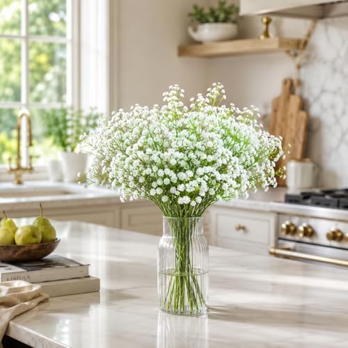 Babys Breath Artificial Flowers, 24pcs Real Touch Babys Breath Flowers Artificial Bulk, Long Stem Gypsophila Fake White Faux Flower for Vase Wedding Table Centerpieces Home Floral Arrangements Bouquet - Image 4