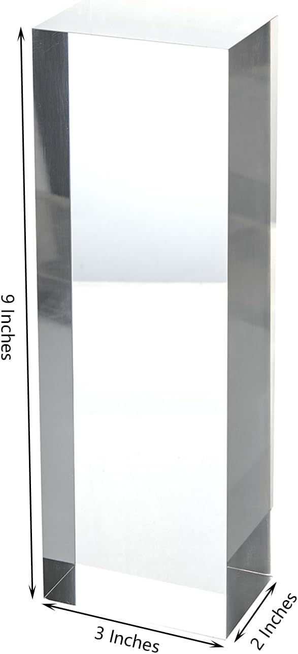 CiaoHER 2in Thickness Solid Acrylic Cube Display Block 2" x 3" x 9" | Clear Polished, Pedestal Stand Riser, Solid Base, 1 Pack - Image 4