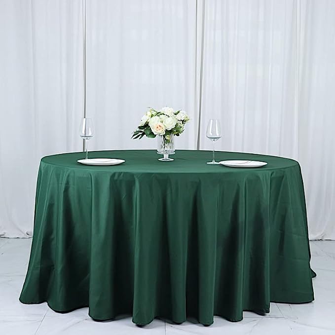 6 pcs 132 inch Hunter Green Round Polyester Tablecloths Fabric Table Cover Linens | 132" Washable Fabric Table Cloth Covers for Party Wedding Reception Buffet Events Catering Dining Kitchen Dining - Image 2