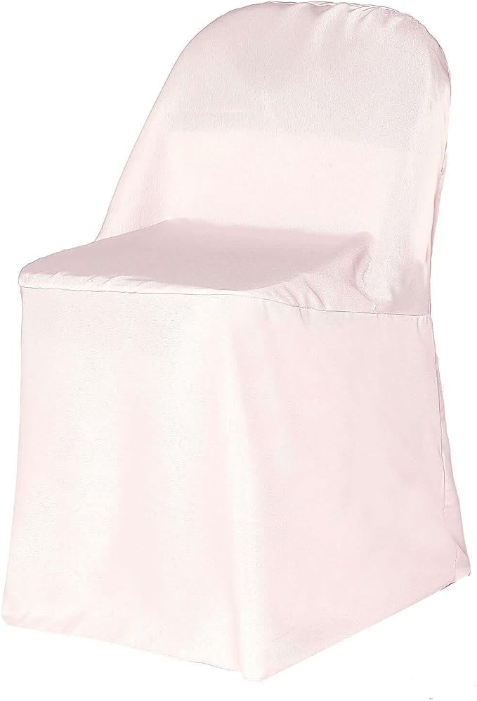 Tableclothsfactory 5PCS Blush Linen Polyester Folding Chair Cover Dinning Chair Slipcover for Wedding Party Event Banquet Catering - Image 8