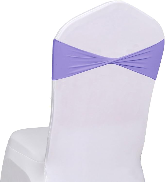 Light Purple Chair Sashes Bows 50 Pack, Spandex Lavender Chair Cover Bands Ties Without Buckle for Gender Reveal Baby Shower Decoration by Unknown