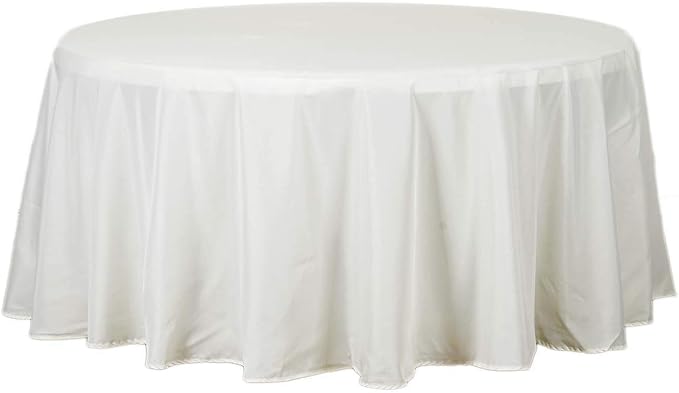 6 pcs 132 inch Ivory Round Polyester Tablecloths Fabric Table Cover Linens | 132" Washable Fabric Table Cloth Covers for Party Wedding Reception Buffet Events Catering Dining Kitchen Dining by BalsaCircle