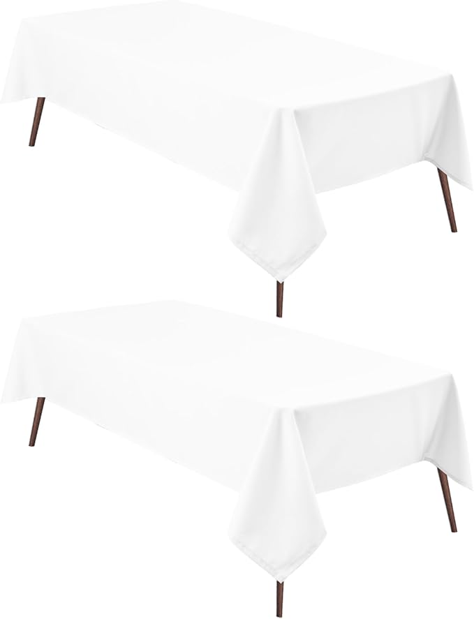Hiasan 2 Pieces White Square Tablecloth, 40 x 40 Inch | Waterproof, Spillproof, Wrinkle Resistant, Washable Polyester Table Cloth for Dining Room/Restaurant/Party/Wedding/Banquet by Hiasan