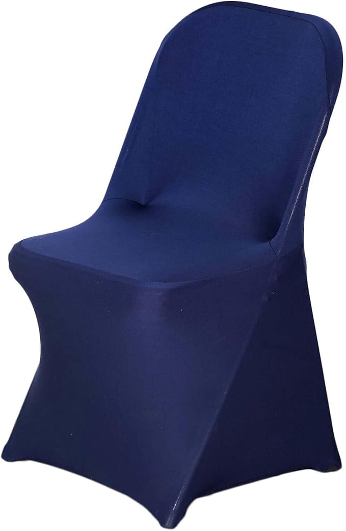 Tableclothsfactory 10PCS Stretchy Spandex Fitted Folding Chair Cover Dinning Event Slipcover for Wedding Party Banquet Catering - Navy by TABLECLOTHSFACTORY