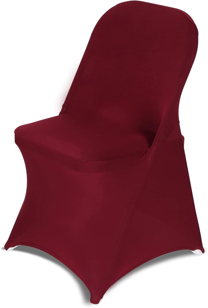 HAINARverS Folding Chair Covers for Wedding, 10pcs Burgundy | Stretch Spandex Washable Fabric Chair cover, Decoration Chair Cover for Wedding, Party, Banquet, Birthday, Conference, Event by HAINARverS