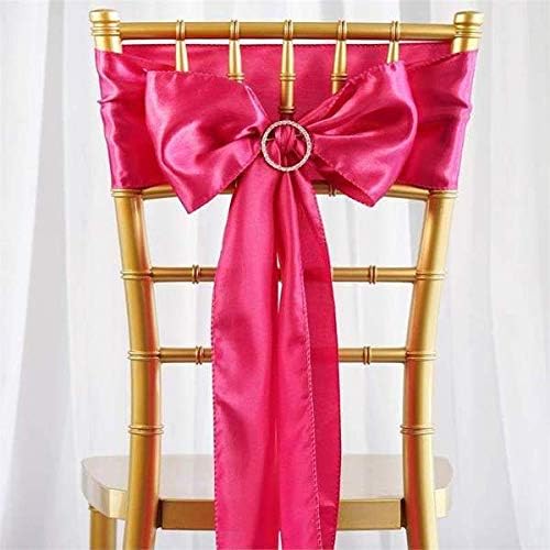 Balsa Circle 25 Fuchsia Satin Elegant Chair Cover Bows Sashes Wedding Banquet Decorations Party Supplies Engagement Events Reception - Image 2