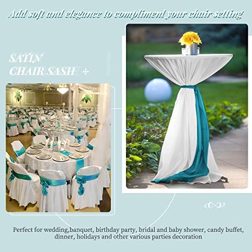 72 PCS Satin Chair Sashes Bows for Wedding Reception, Turquoise Universal Decoration Chair Cover Back Tie Supplies, Washable Reusable Chair Ribbons for Wedding Events Banquets (7 x 108 inch) - Image 5