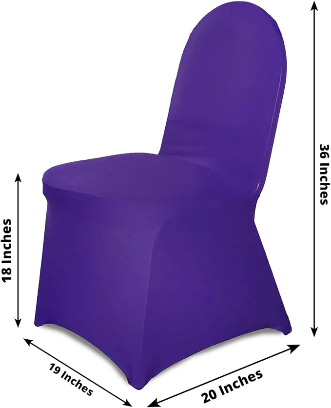 Efavormart Spandex Stretch Purple Chair Covers 100 PCS Universal Banquet Chair Covers for Party Dining with Foot Pockets Washable Wedding Chair Slip Covers for Outdoor - Image 7