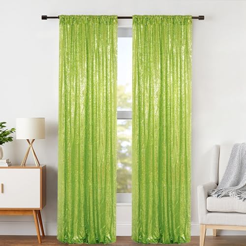 ShinyBeauty Sequin Backdrop Green 2FTx8FT 2 Pieces Olive Green Backdrop Panels Shimmer Backdrops for Parties Graduation Background Christmas Decoration - Image 2