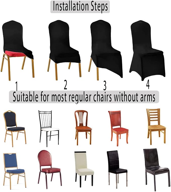 XMNTG 10PCS Red Chair Covers Stretch Polyester Spandex Outdoor Chair Cover Dining Room Chair Slipcovers Universal Chair Protector Cover for Wedding Party Banquet Hotel (Red, 10PCS) - Image 6