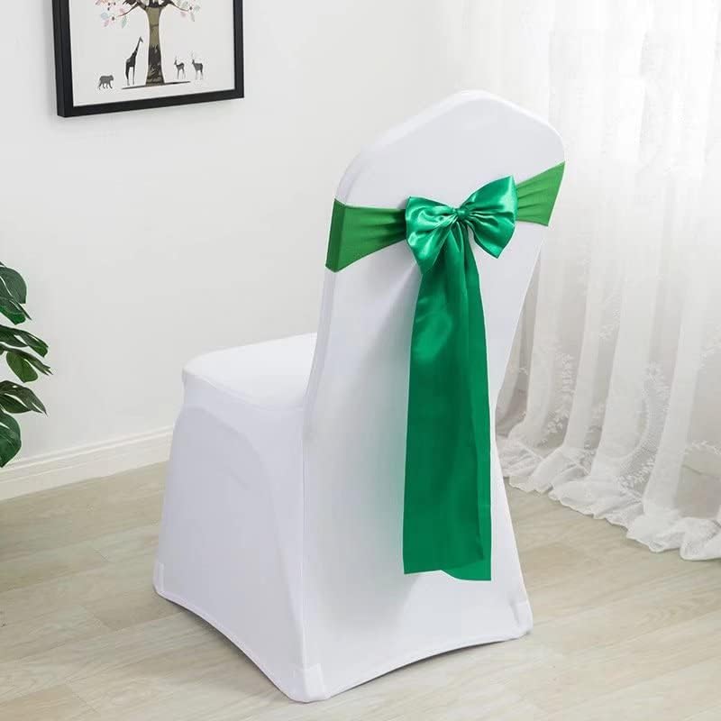Pack of 50 Satin Stretch Chair Sash Bow, No Need Tied, Spandex Chair Bands, Chair Ribbons Bows for Hotel Wedding Party Banquet Birthday Reception Decor (Green) - Image 2