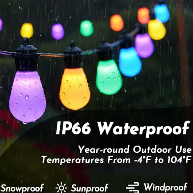 Outdoor String Lights S14, Smart Patio Lights with 15 Shatterproof LED Bulbs, APP & Remote Control, 213 Scene Modes, IP67 Waterproof for Garden, Wedding, Party, Camping