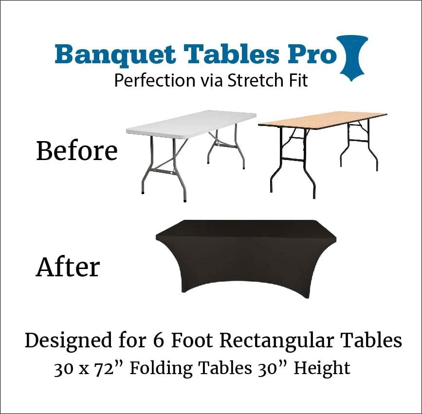 Banquet Tables Pro 6 ft Black 10 Pack Stretch Tight Fit Spandex Rectangular Folding Tablecover for 30Wx72Lx30H Folding Patio Tables, Banquet,Party - Image 2
