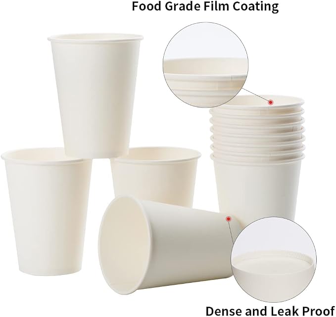 RACETOP Coffee Cups 12 oz, 100 Pack Disposable Paper Cups | Thickened Paper, Leak-proof, BPA-free, Ideal for Daily Use, Office, Coffee Shop, Picnic, Parties - Image 7