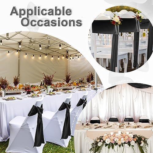 Lounsweer 50 Pcs Folding Chair Cover Set, White, Black - Image 6