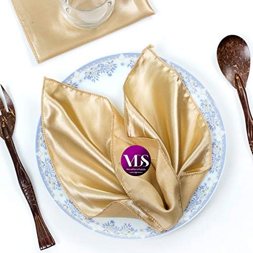 VDS - 75 Pieces | Satin Napkins 20 x 20 Inch Square | Kitchen & Dinner Table Napkins Cloths Handkerchief for Restaurant Bistro Wedding Christmas Birthday Party Dinner Decoration (Champagne) by VDS