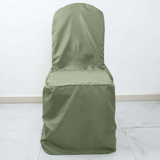 Efavormart 30PCS | Round Top Eucalyptus Sage Green Polyester Banquet Chair Covers Linen Dinning Chair slipcover for Wedding Party Event Catering - Image 8