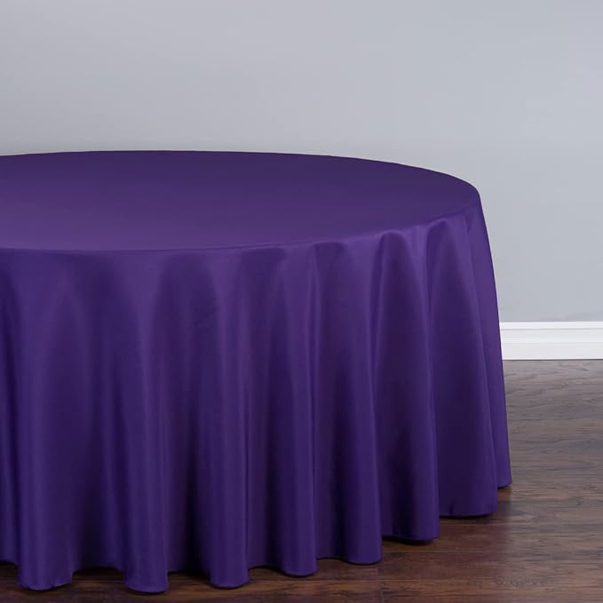 LTC LINENS Purple Round Tablecloth - 132 Inch Round Tablecloth, Large Party Table Cloth, Wrinkle Resistant, Washable Polyester Fabric Table Cover Linens for Wedding, Party, Banquet - Image 2