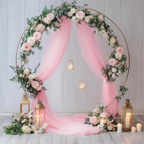 Wedding Arch Draping Fabric 6 Panels Blush Pink Sheer Backdrop Drape - Image 5