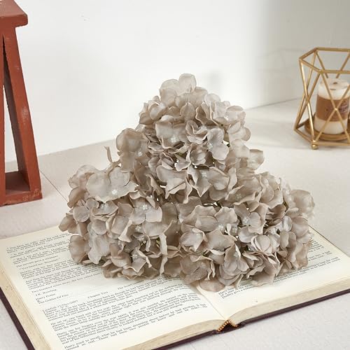 Artificial Hydrangea Flowers Coffee Heads 10 Fake Hydrangea Silk Flowers for Wedding Centerpieces Bouquets DIY Floral Decor Home Decoration with Stems(VASE NOT Included) - Image 6