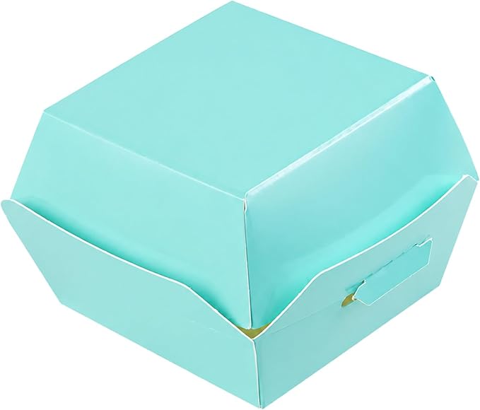 Restaurantware 2.5 x 2.5 x 2 Inch Mini Burger Boxes 100 Clamshell Food Containers - Hinged Lid Disposable Turquoise Paper Take Out Boxes Serve Sliders Or Finger Foods - Image 2