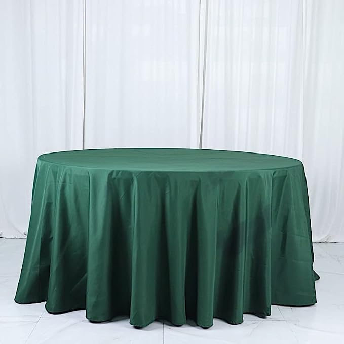 6 pcs 132 inch Hunter Green Round Polyester Tablecloths Fabric Table Cover Linens | 132" Washable Fabric Table Cloth Covers for Party Wedding Reception Buffet Events Catering Dining Kitchen Dining - Image 8