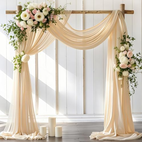 Wedding Arch Draping Fabric 30'' x 18FT Sheer Chiffon Arch Drape Backdrop by LINXTAR