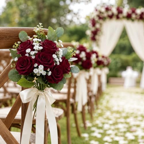 Waipfaru 50 Pcs Wine Red Roses, Fake Velet Burgundy Roses - Image 2