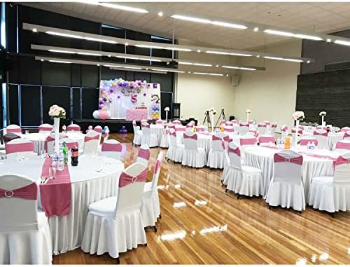 ManMengJi Chair Sashes, Light Pink Spandex Sashes Bows 25PCS, Chair Cover Bands with Buckle Slider for Banquet, Party, Hotel Event Decorations - Image 6