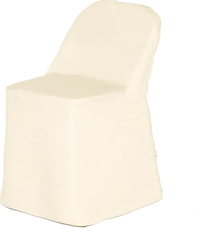 Tableclothsfactory 5PCS Beige Linen Polyester Folding Chair Cover Dinning Chair Slipcover for Wedding Party Event Banquet Catering - Image 7