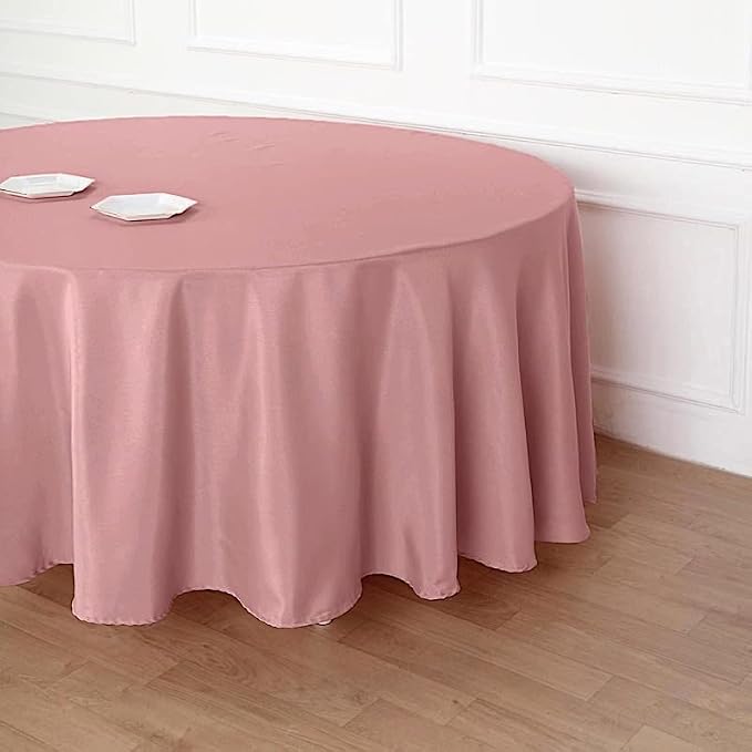 Balsa Circle 6 pcs 108 inch Dusty Rose Round Polyester Tablecloths Fabric Table Cover Linens for Wedding Party Banquet Reception Events Kitchen Dining - Image 4