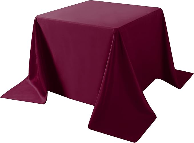 Cupuamon Square Tablecloth 90x90 inch Washable Polyester Fabric Table Cloth for Wedding Party Dining Banquet Decoration（90x90,Burgundy） - Image 2