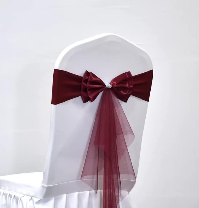 Stretch Spandex Chair Sashes Bands Polyester Chair sash for Banquet Party Chairs Covers Wedding Ceremony Elastic Bows Decorations（Burgundy 100 Pcs） by wlsgdsg