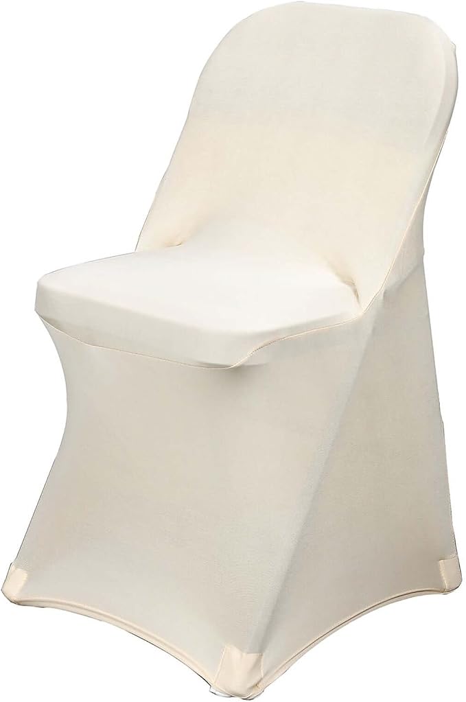 Tableclothsfactory Stretchy Spandex Fitted Folding Chair Cover Dinning Event Slipcover for Wedding Party Banquet Catering - Beige - Image 3