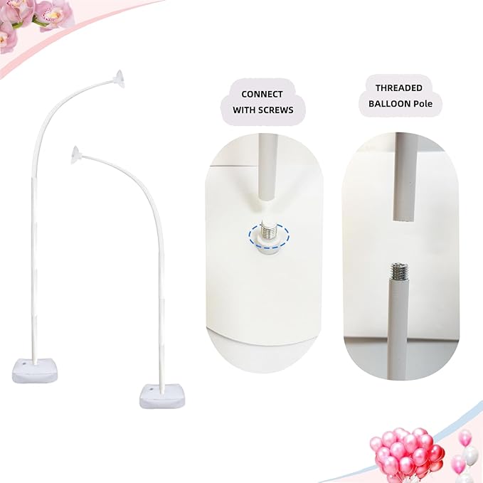 Balloon Arch Kit Balloon Arch Stand With Base, 9Ft & 5.6Ft High Free Bending Half Arch Balloon Stand For Baby Shower Yard Decorations Wedding Birthday Party(No Balloons)