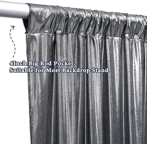 Outpain Thick 10 ft x 10 ft Black Silver Sequin Backdrop Curtain for Parties, Wrinkle Free Glitter Photo Backdrop Drapes 2 Panels 5x10ft Black Silver Back Drop Cloth for Wedding Photography Background - Image 6