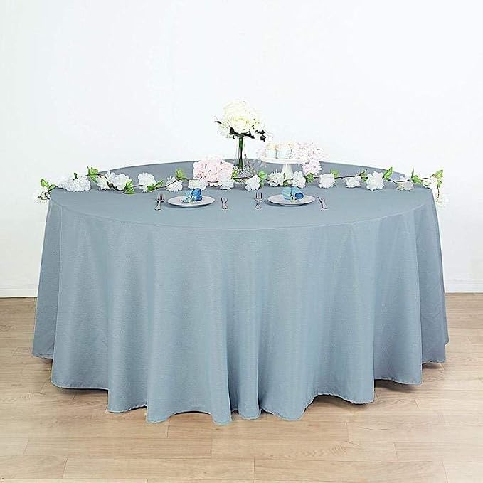 10 pcs 120 inch Dusty Blue Round Tablecloths Fabric Table Cover Linens | 120" Washable Fabric Table Cloth Covers for Wedding Party Polyester Reception Buffet Events Dining Events Kitchen Dining - Image 2