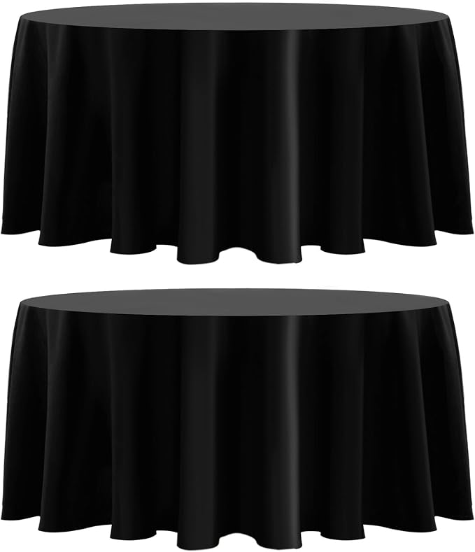2 Pack Black Round Tablecloths 108 Inch for Dining Tables | Washable Decorative Linen Polyester Table Cover for Banquets Buffets Parties and Weddings by AOCOZHomeLifeMuseum