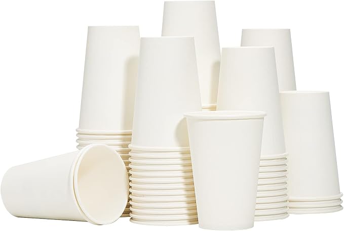 RACETOP Coffee Cups 12 oz, 100 Pack Disposable Paper Cups | Thickened Paper, Leak-proof, BPA-free, Ideal for Daily Use, Office, Coffee Shop, Picnic, Parties by RACETOP