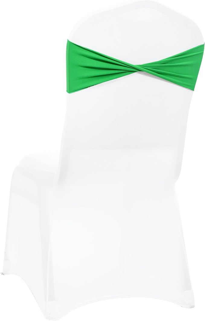 VDS Pack of 75 PCS | Light Green | Spandex Chair Sashes Bows Without Buckle | Stretch Elastic Banquet Universal Folding Chair Band Tie with for Wedding Party Conference Celebration Event Decoration by VDS