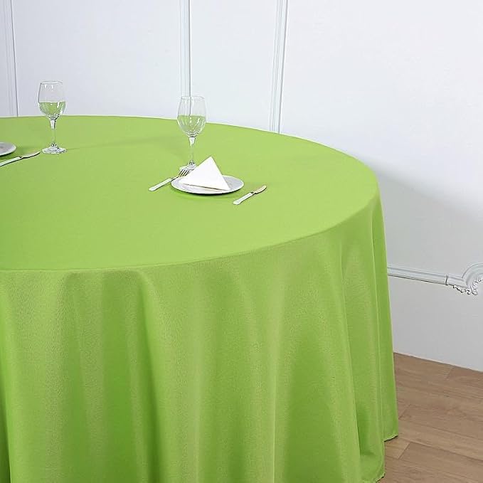 BalsaCircle 6 pcs 120 inch Round Tablecloths Polyester Fabric Table Cover Linens for Wedding Party Reception Banquet Events Kitchen Dining - Apple Green - Image 4