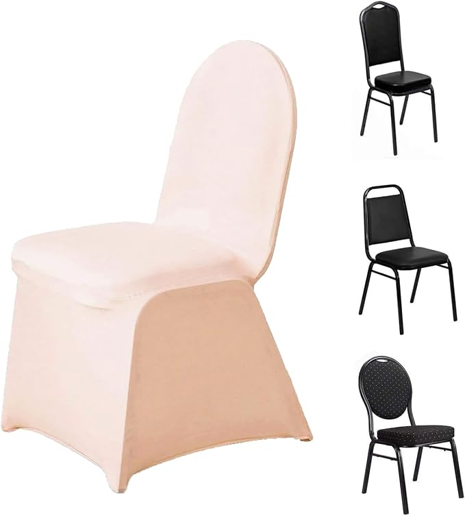 Efavormart 20 PCS Blush/Rose Gold Spandex Stretch Banquet Chair Covers for Dining Chairs Party Wedding Outdoor Events Slip Covers W/Foot Pockets Washable by efavormart